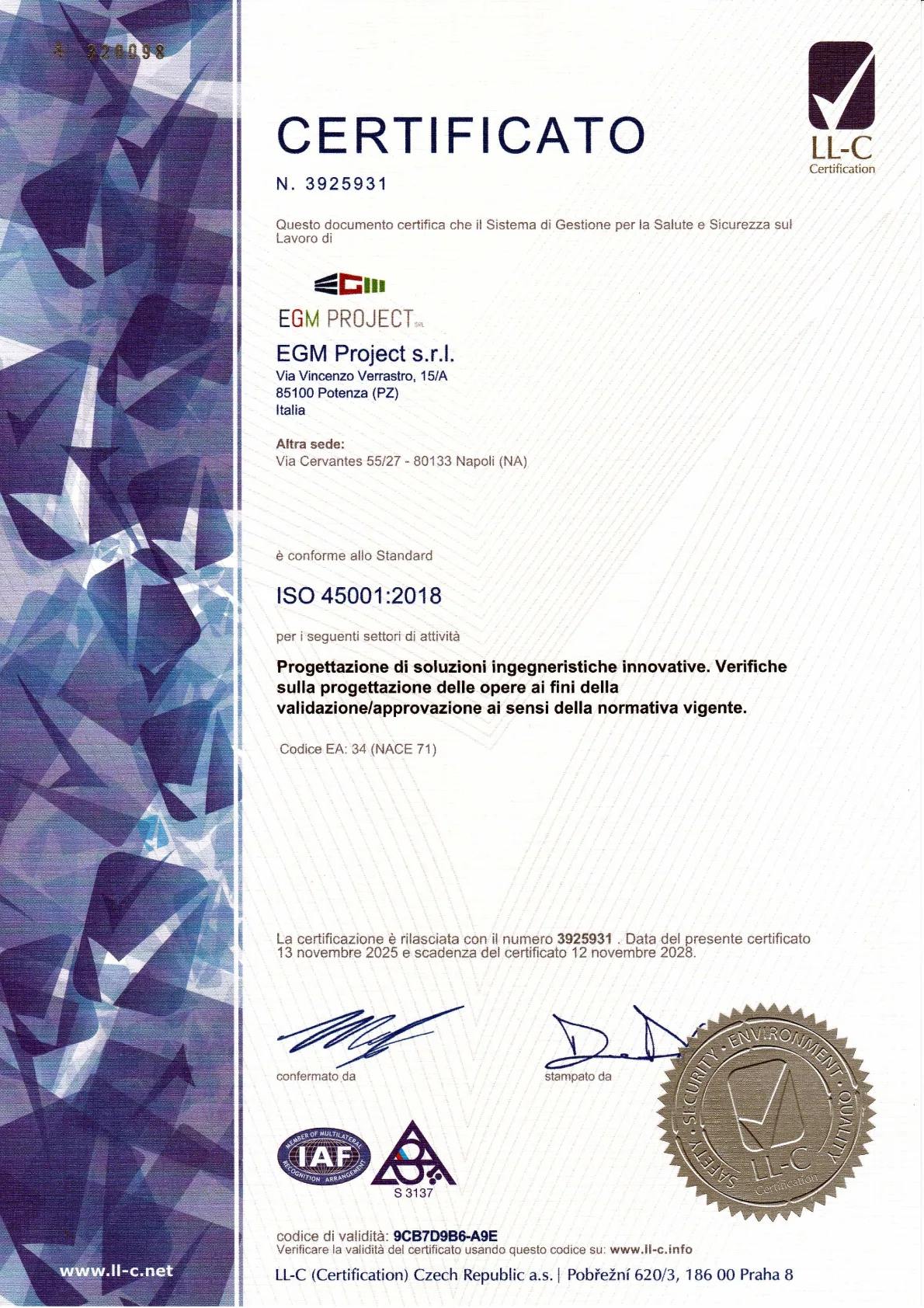 ISO 15001 EGM Project